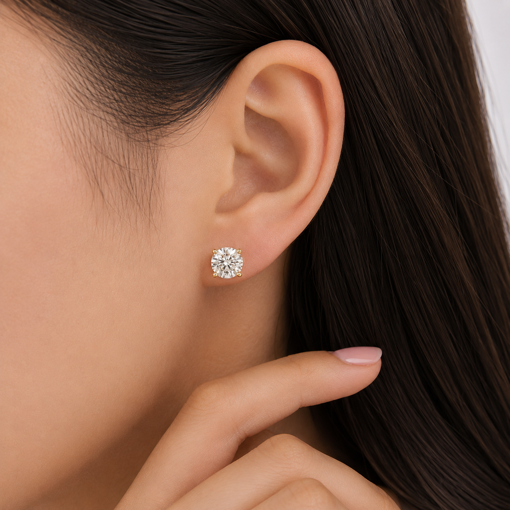 1.50 Ct. Round Cut Lab Grown Diamond Stud Earrings (VS-EF)