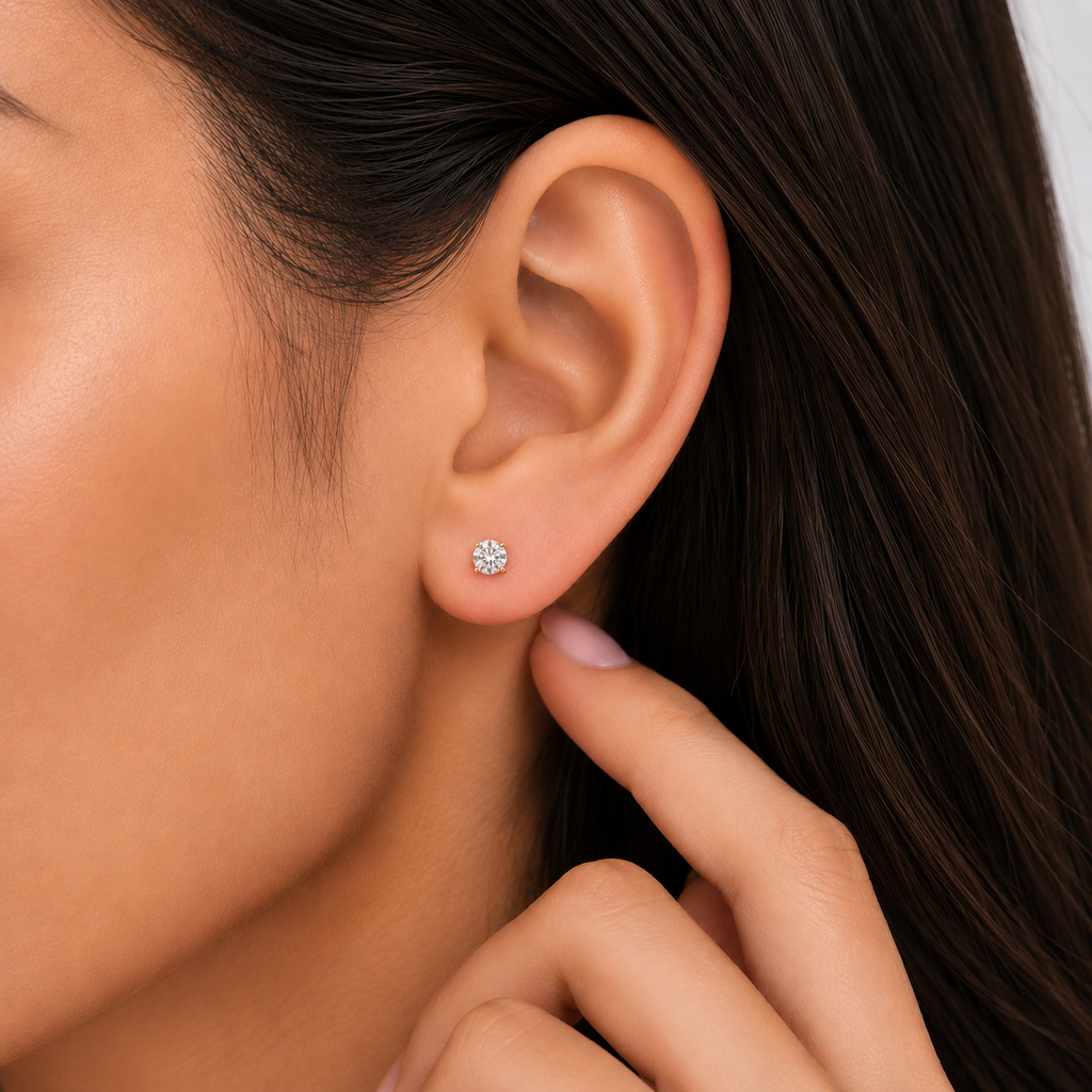 Lab Grown Diamond Round Cut 0.75 Ct. Stud Earrings (VS-EF)