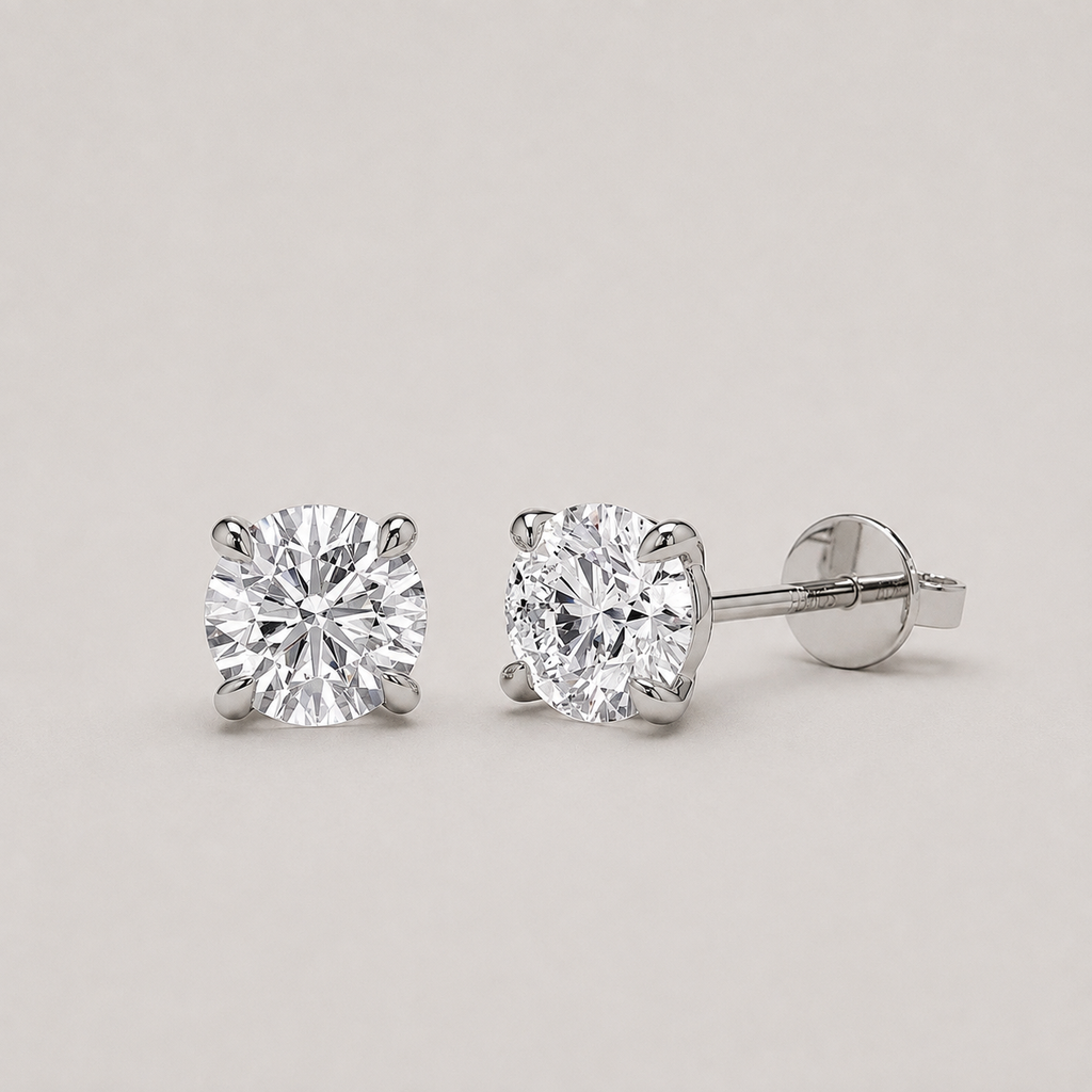 4 Ct. Lab-Grown Diamond Round-Cut Studs Earrings (VS-EF)
