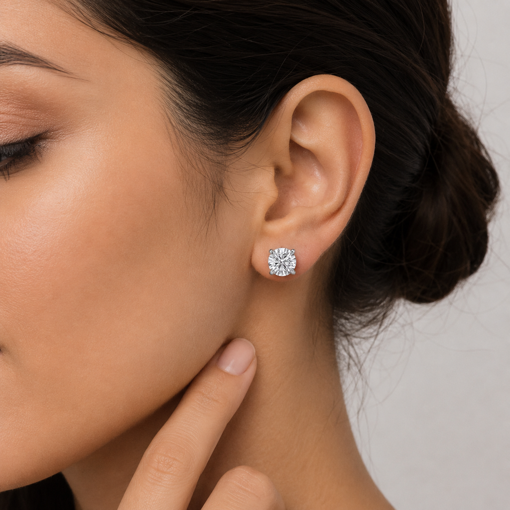 4 Ct. Lab-Grown Diamond Round-Cut Studs Earrings (VS-EF)