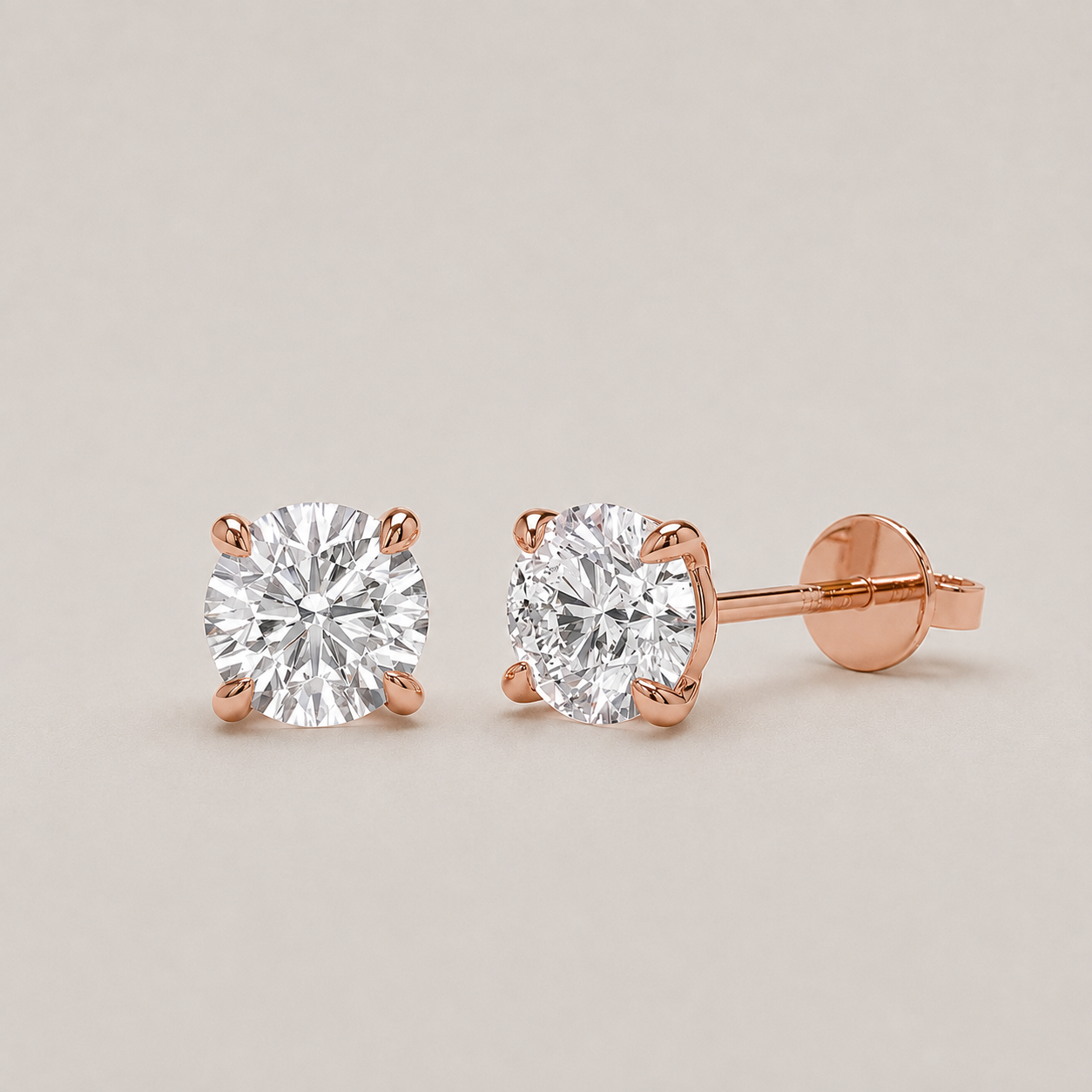 4 Ct. Lab-Grown Diamond Round-Cut Studs Earrings (VS-EF)
