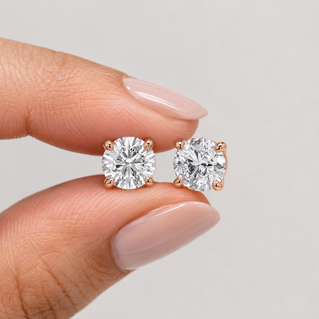 4 Ct. Lab-Grown Diamond Round-Cut Studs Earrings (VS-EF)