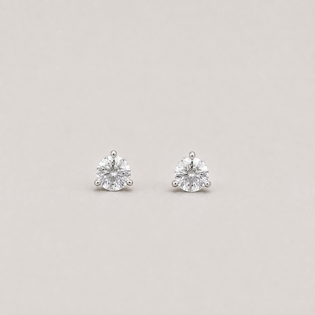 Lab-Grown Diamond Round-Cut Three-Prongs Studs Earrings 0.50 Ct. (VS-EF)