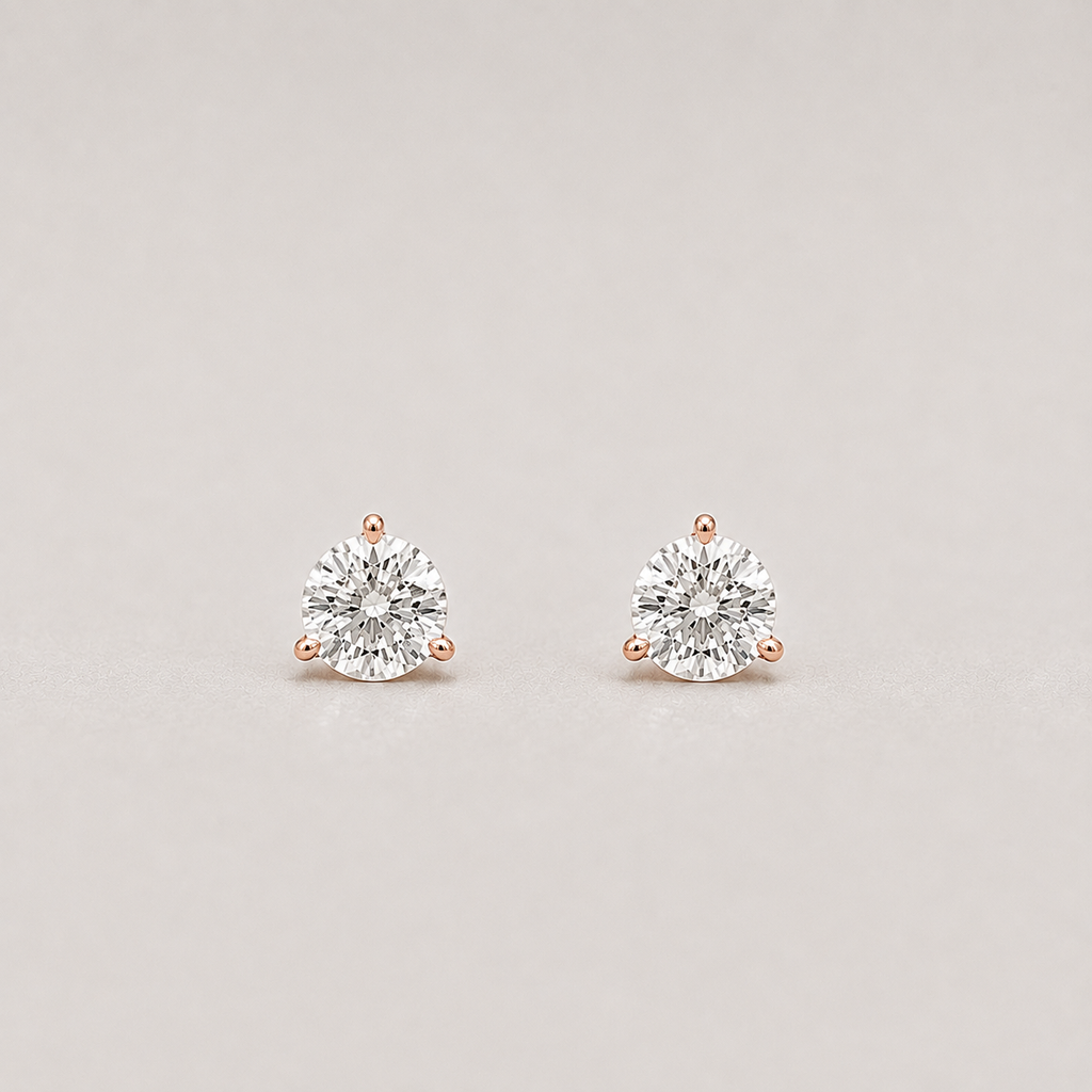 Lab-Grown Diamond Round-Cut Three-Prongs Studs Earrings 0.50 Ct. (VS-EF)