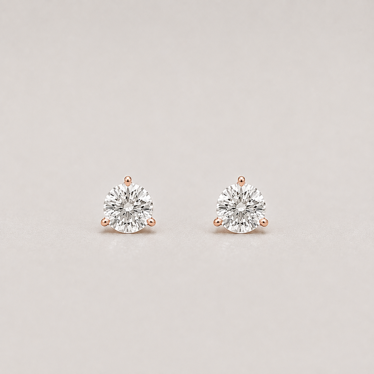 Lab-Grown Diamond Round-Cut Three-Prongs Studs Earrings 0.50 Ct. (VS-EF)