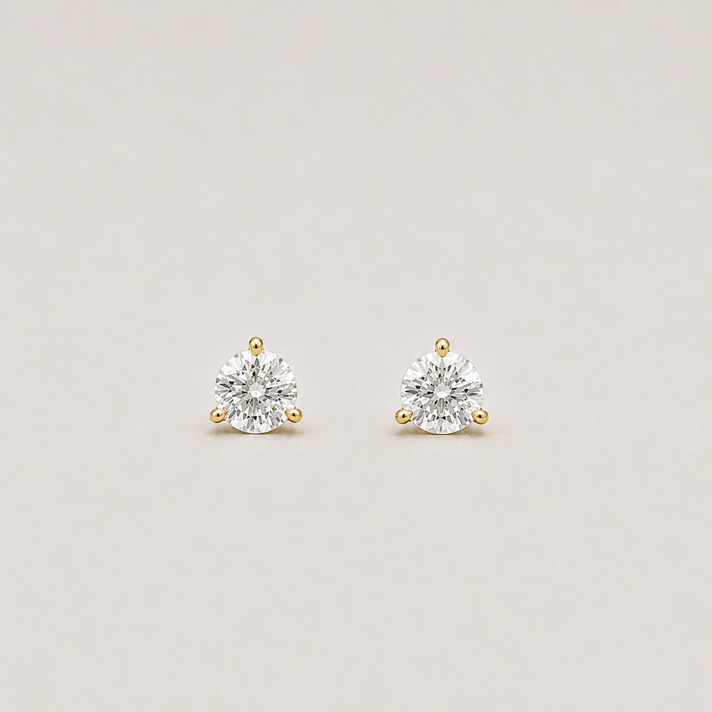 Lab-Grown Diamond Round-Cut Three-Prongs Studs Earrings 0.50 Ct. (VS-EF)