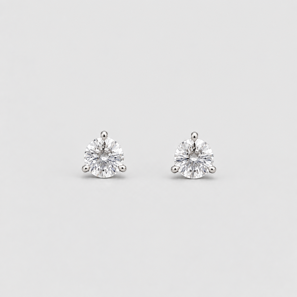 1 Ct. Lab-Grown Diamond Round-Cut Three-Prongs Studs Earrings (EF/VVS-VS)