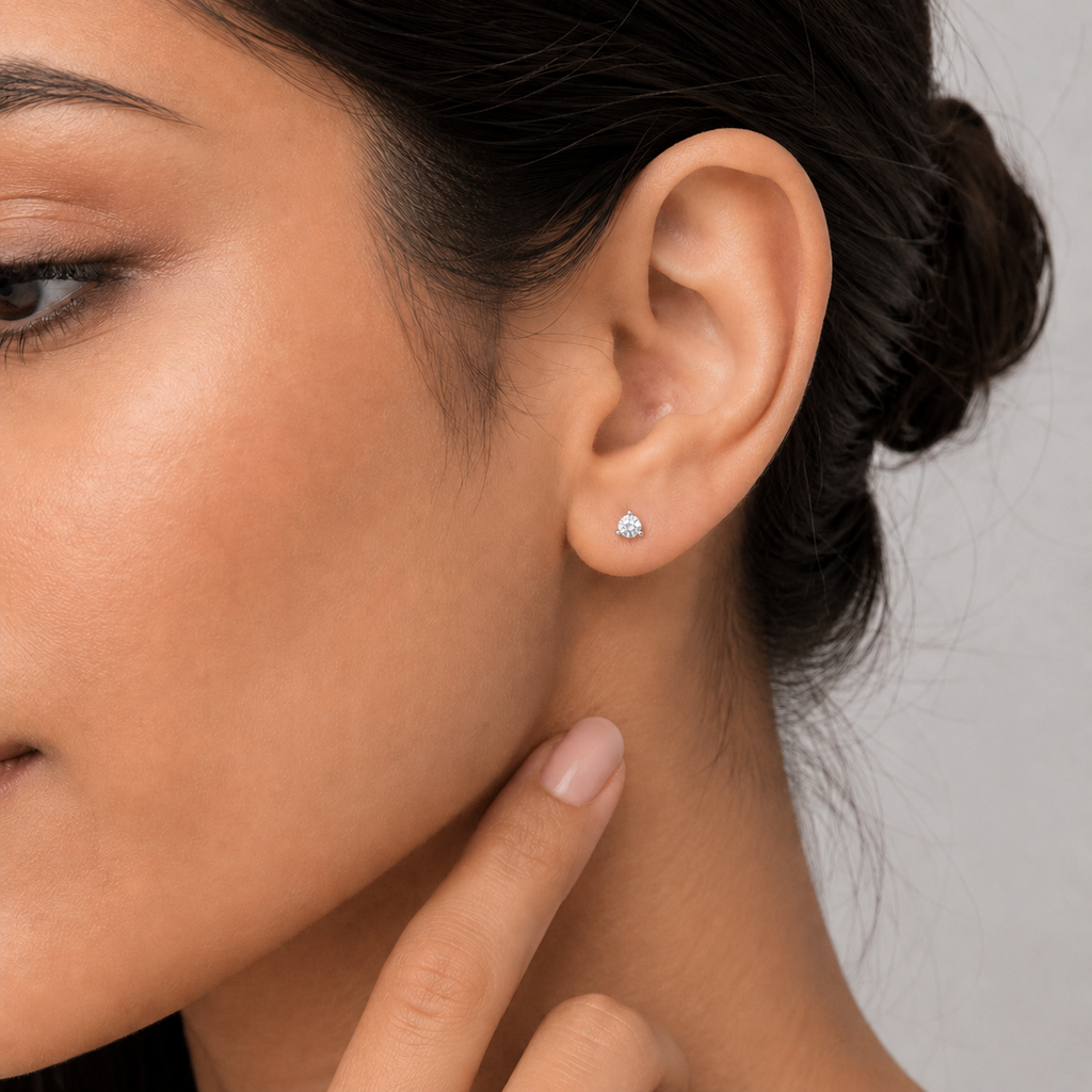 1 Ct. Lab-Grown Diamond Round-Cut Three-Prongs Studs Earrings (VS-EF)