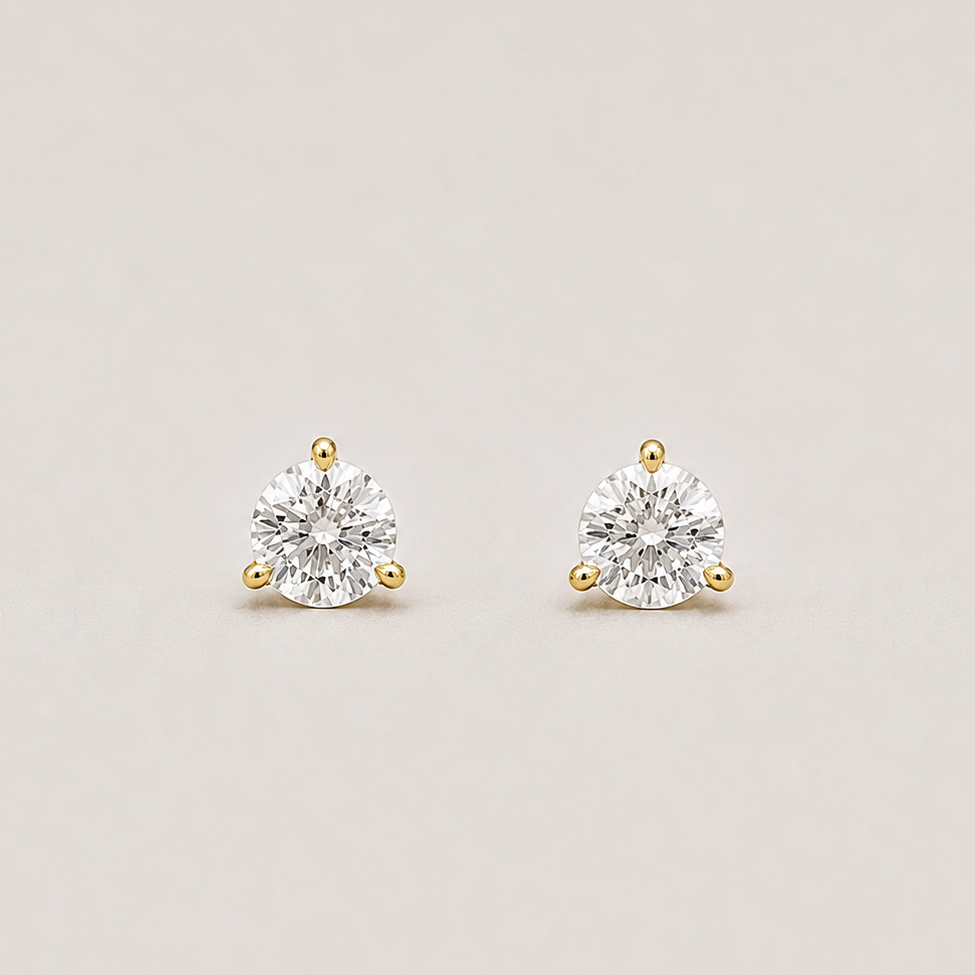1 Ct. Lab-Grown Diamond Round-Cut Three-Prongs Studs Earrings (VS-EF)