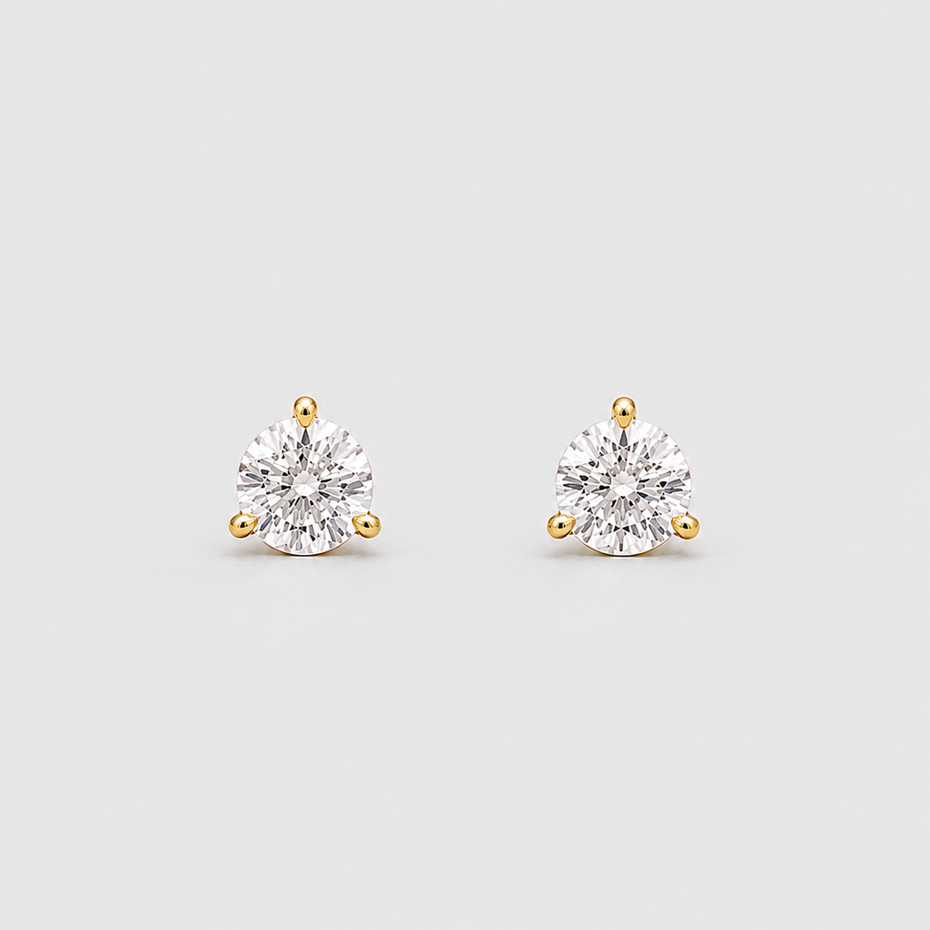 1 Ct. Lab-Grown Diamond Round-Cut Three-Prongs Studs Earrings (EF/VVS-VS)