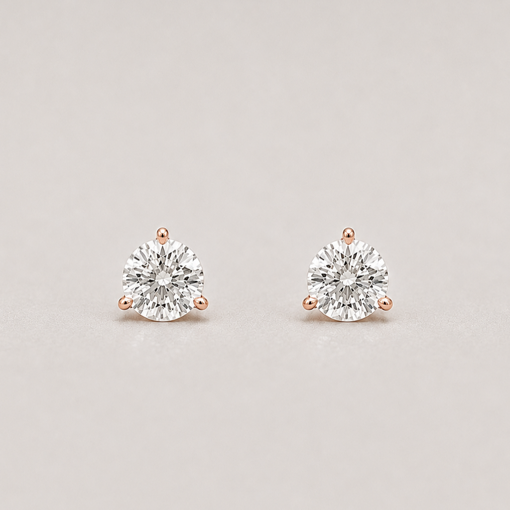 1 Ct. Lab-Grown Diamond Round-Cut Three-Prongs Studs Earrings (VS-EF)
