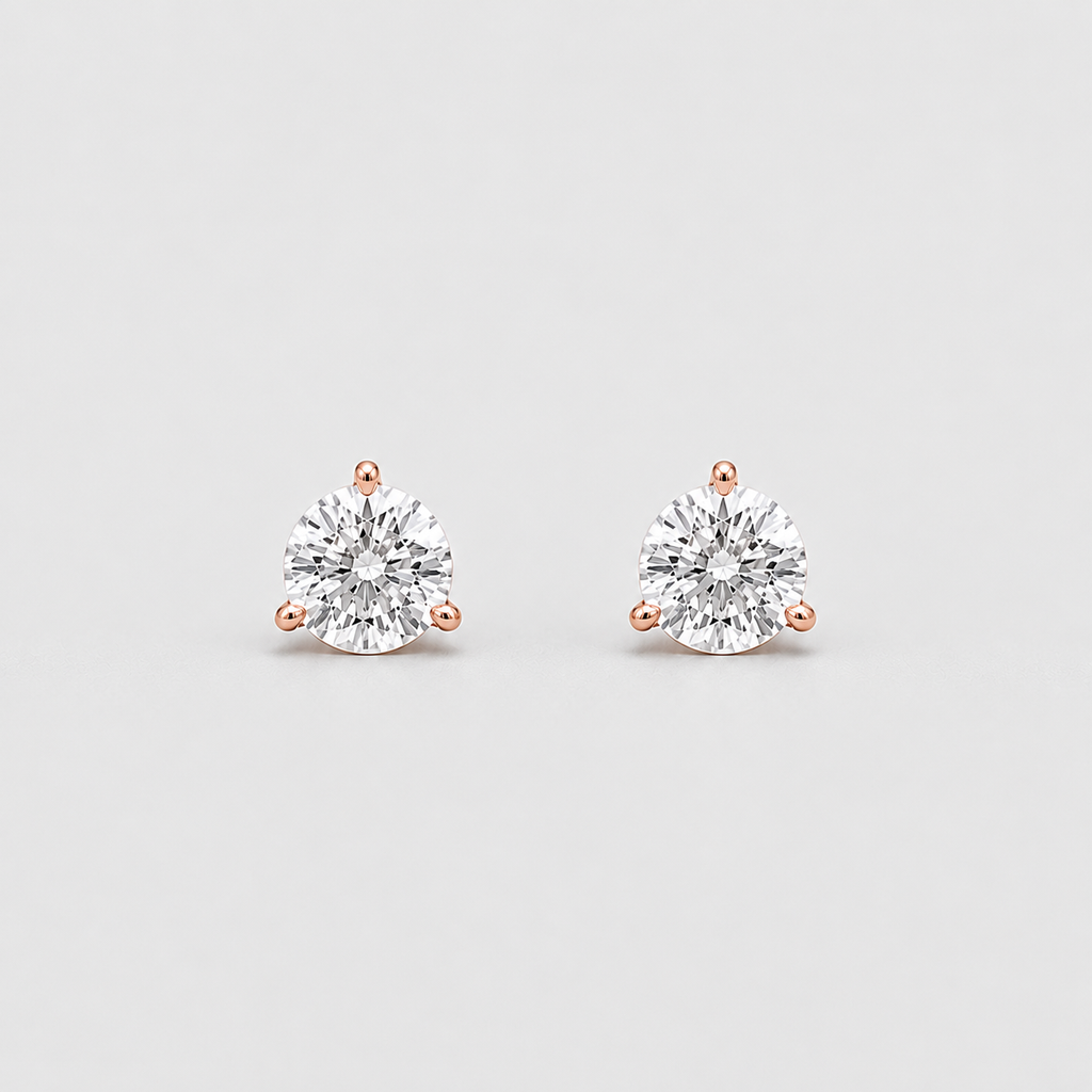 1 Ct. Lab-Grown Diamond Round-Cut Three-Prongs Studs Earrings (EF/VVS-VS)