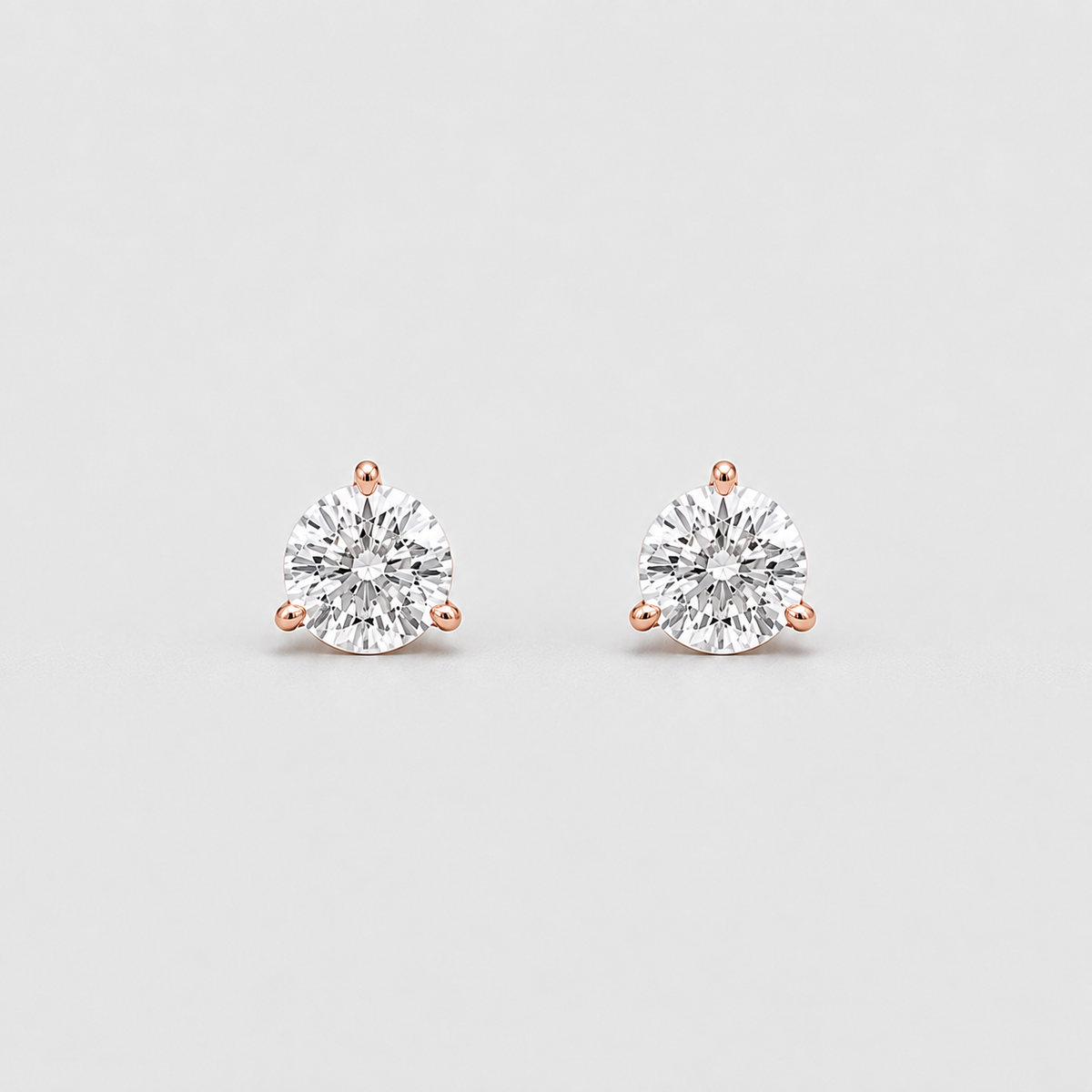 1 Ct. Lab-Grown Diamond Round-Cut Three-Prongs Studs Earrings (EF/VVS-VS)