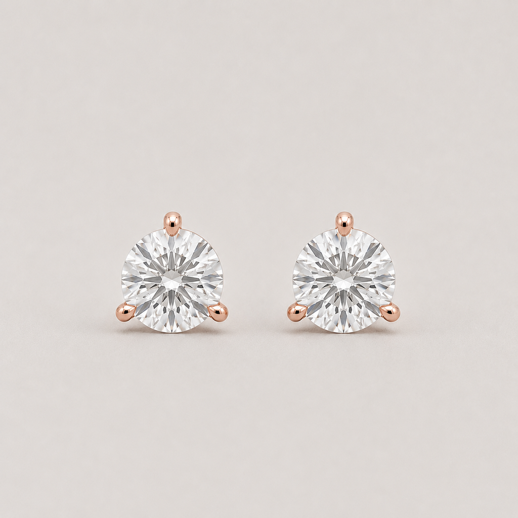 1.50 Ct. Lab-Grown Diamond Stud Round-Cut Three-Prongs Earrings (VS-EF)