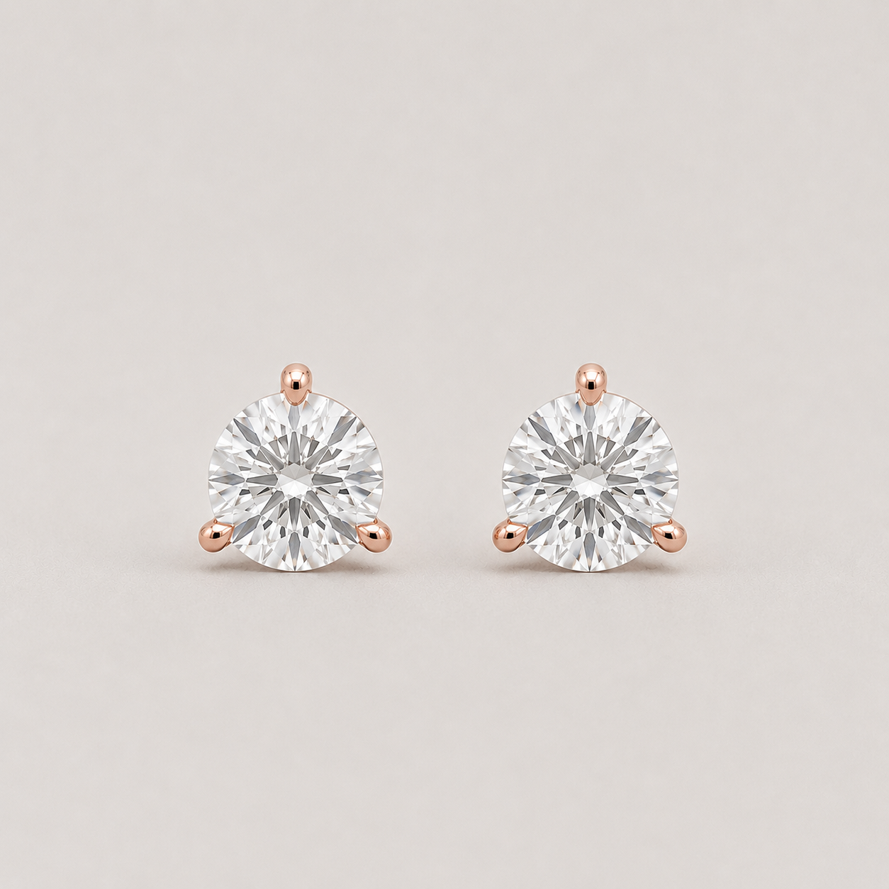 1.50 Ct. Lab-Grown Diamond Stud Round-Cut Three-Prongs Earrings (VS-EF)