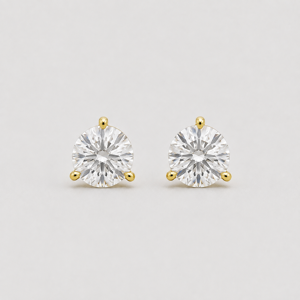1.50 Ct. Lab-Grown Diamond Stud Round-Cut Three-Prongs Earrings (VS-EF)