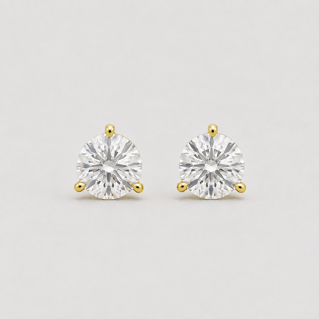 1.50 Ct. Lab-Grown Diamond Stud Round-Cut Three-Prongs Earrings (VS-EF)