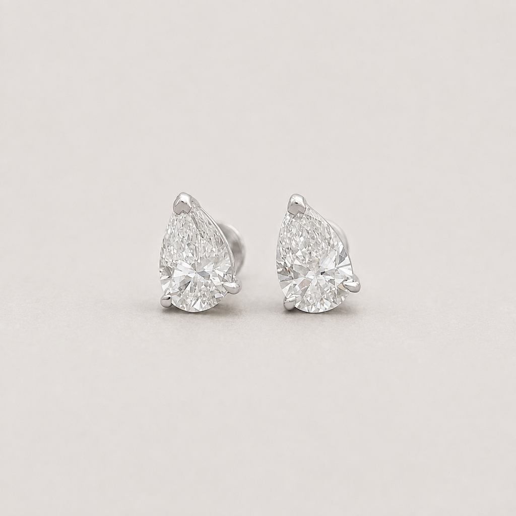 2 Ct. Lab-Grown Diamond Stud Pear-Cut Earrings (VS-EF)