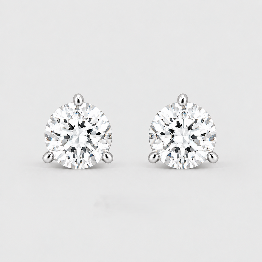 1 Ct. Lab Grown Diamond Round Cut Studs Earrings (EF/VVS-VS)