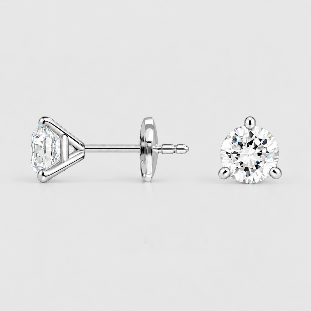 1 Ct. Lab Grown Diamond Round Cut Studs Earrings (EF/VVS-VS)