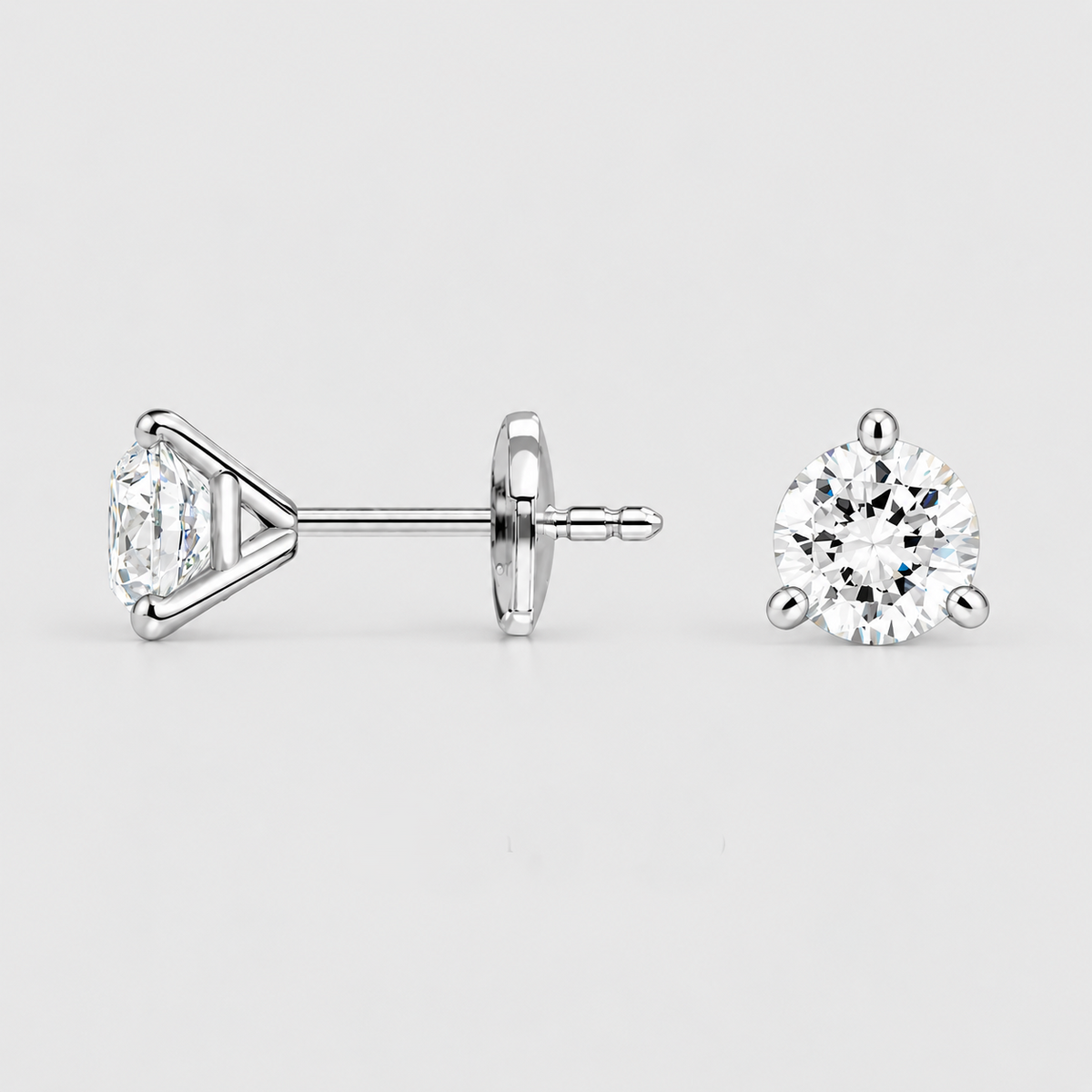 1 Ct. Lab Grown Diamond Round Cut Studs Earrings (EF/VVS-VS)