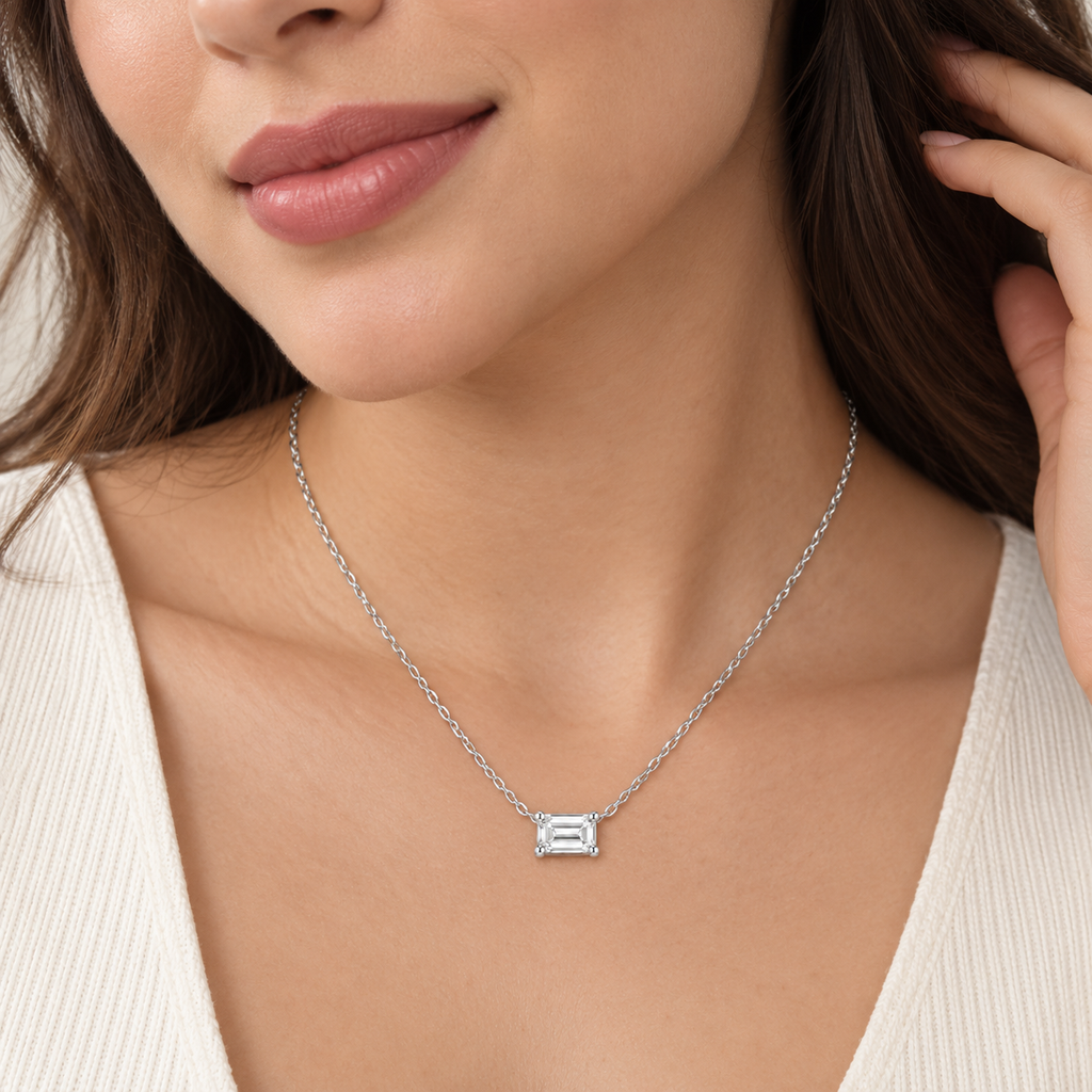 Lab Grown Diamond Emerald Cut Solitaire Pendant 0.50 Ct. (VS-EF)