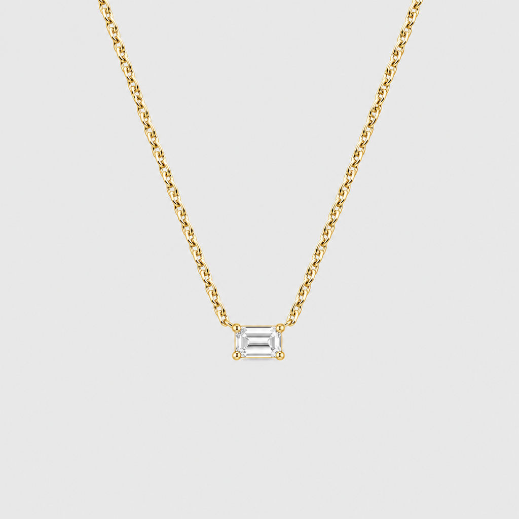 Lab Grown Diamond Emerald Cut Solitaire Pendant 0.50 Ct. (VS-EF)