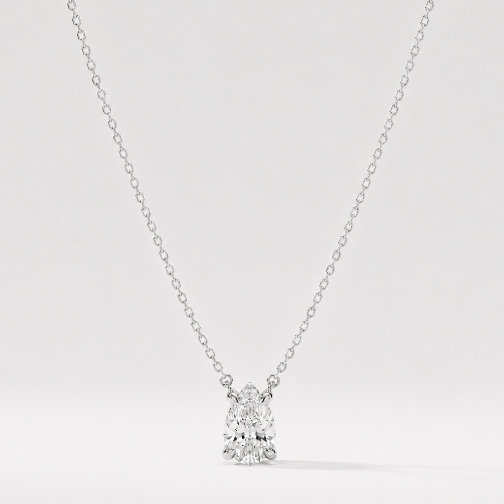 1.25 Ct. Pear Cut Lab Grown Diamond Solitaire Pendant Necklace (VS-EF)