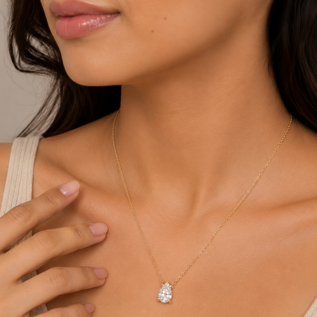 1.25 Ct. Pear Cut Lab Grown Diamond Solitaire Pendant Necklace (VS-EF)