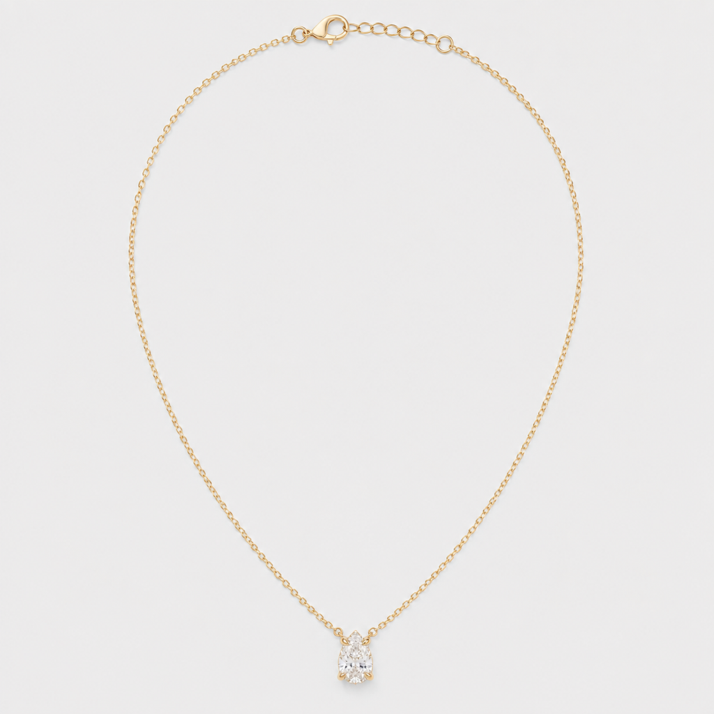 1.25 Ct. Pear Cut Lab Grown Diamond Solitaire Pendant Necklace (VS-EF)