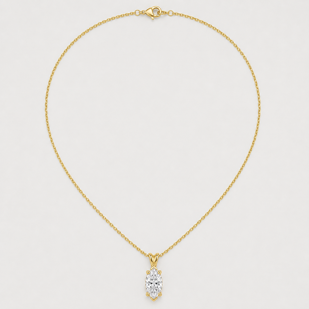 1 Ct. Lab Grown Diamond Marquise Cut Solitaire Pendant Necklace (VS-EF)
