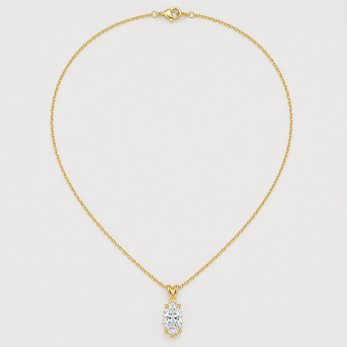 1 Ct. Lab Grown Diamond Marquise Cut Solitaire Pendant Necklace (VS-EF)