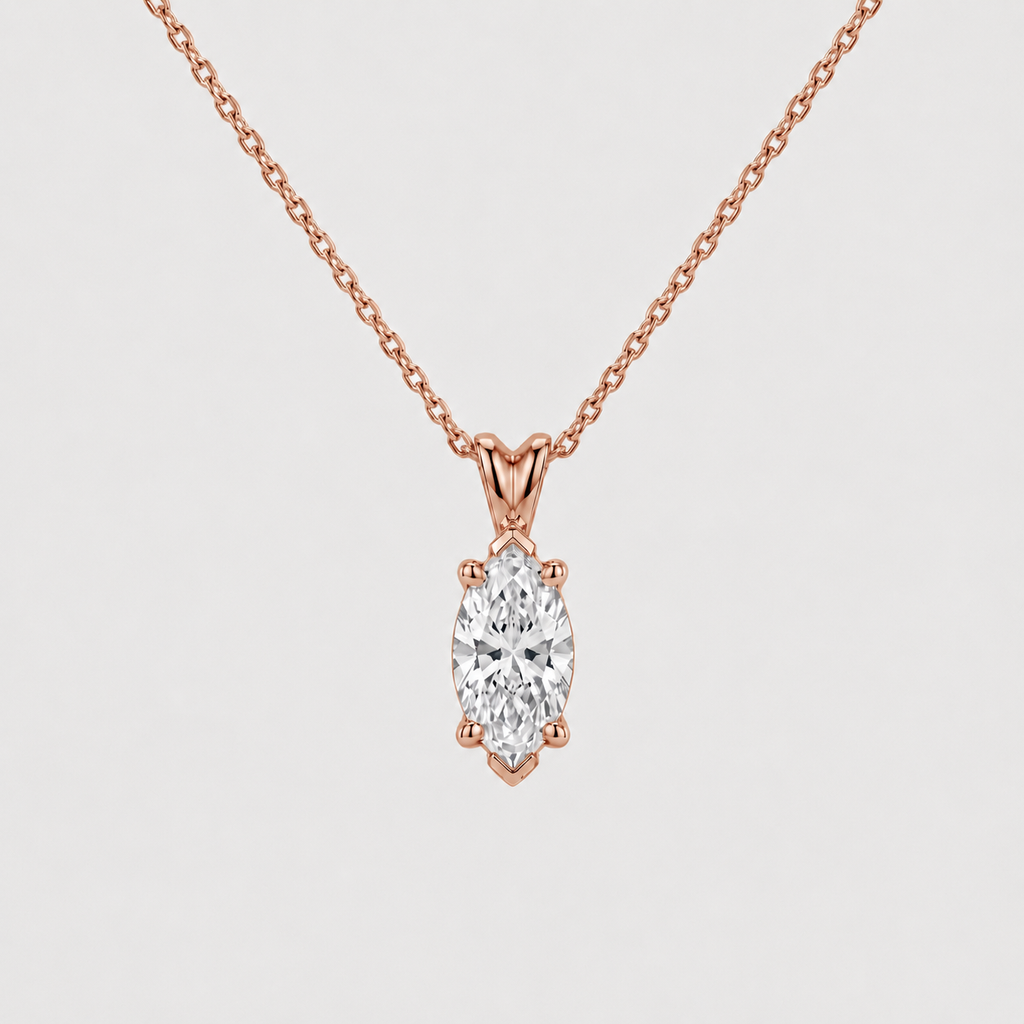 1 Ct. Lab Grown Diamond Marquise Cut Solitaire Pendant Necklace (VS-EF)