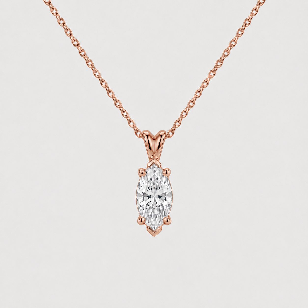 1 Ct. Lab Grown Diamond Marquise Cut Solitaire Pendant Necklace (VS-EF)