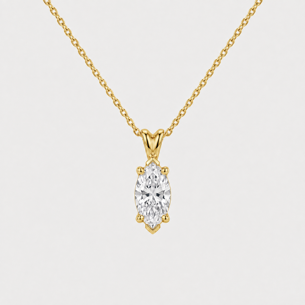 1 Ct. Lab Grown Diamond Marquise Cut Solitaire Pendant Necklace (VS-EF)