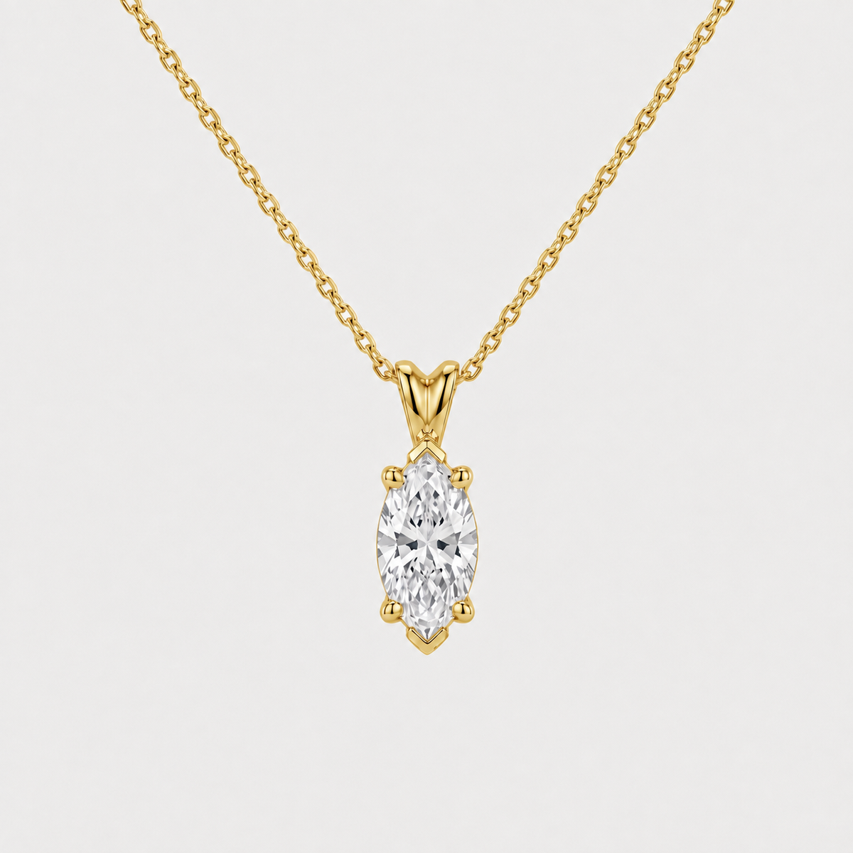 1 Ct. Lab Grown Diamond Marquise Cut Solitaire Pendant Necklace (VS-EF)