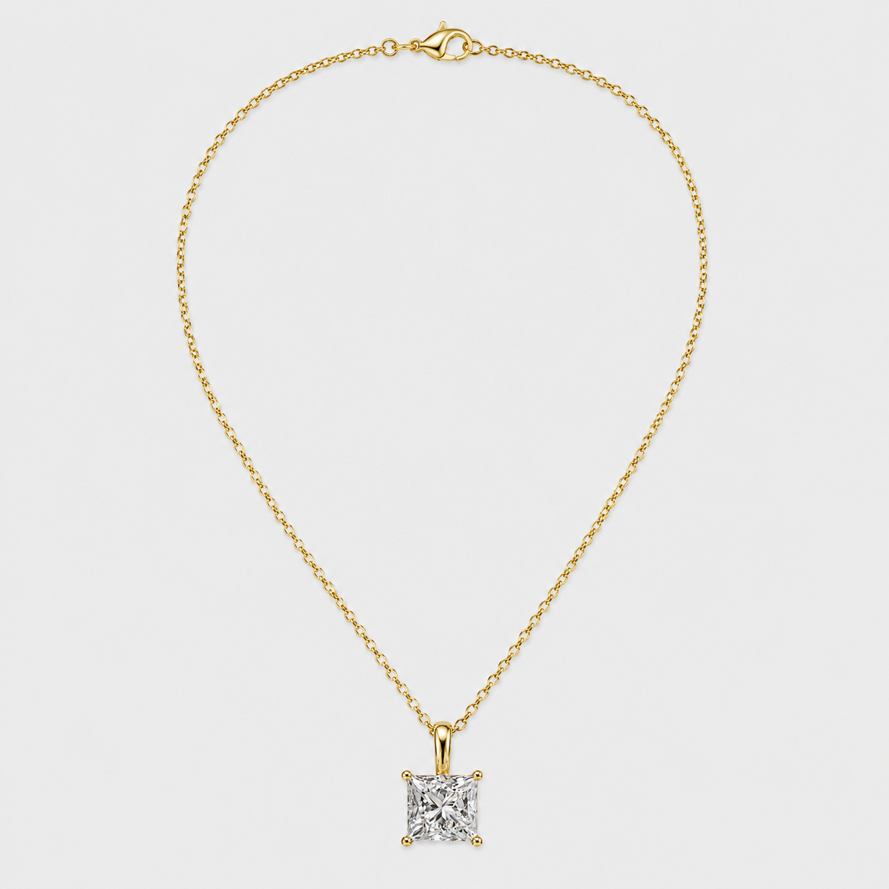 1 Ct. Princess Cut Lab Grown Diamond Solitaire Pendant Necklace (VS-EF)