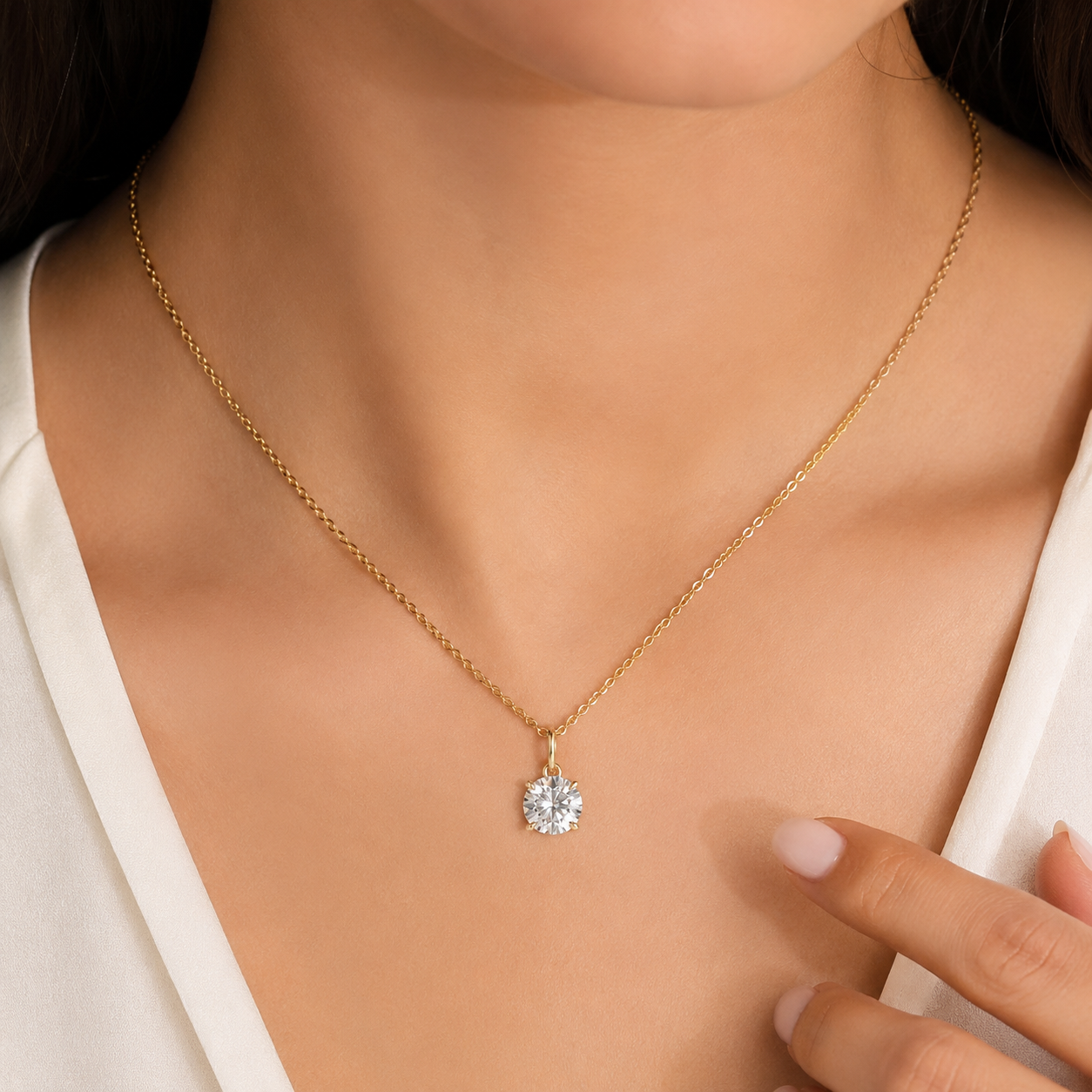 2 Ct. Round Cut Lab Grown Diamond Solitaire Pendant Necklace (VS-EF)