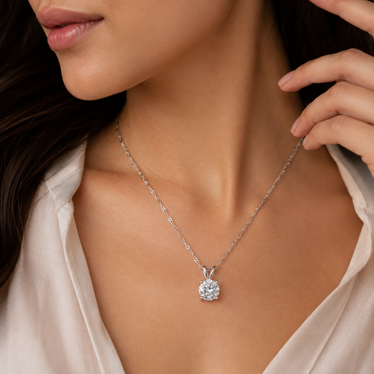 2 Ct. Round Cut Lab Grown Diamond Solitaire Pendant Necklace (VS-EF)