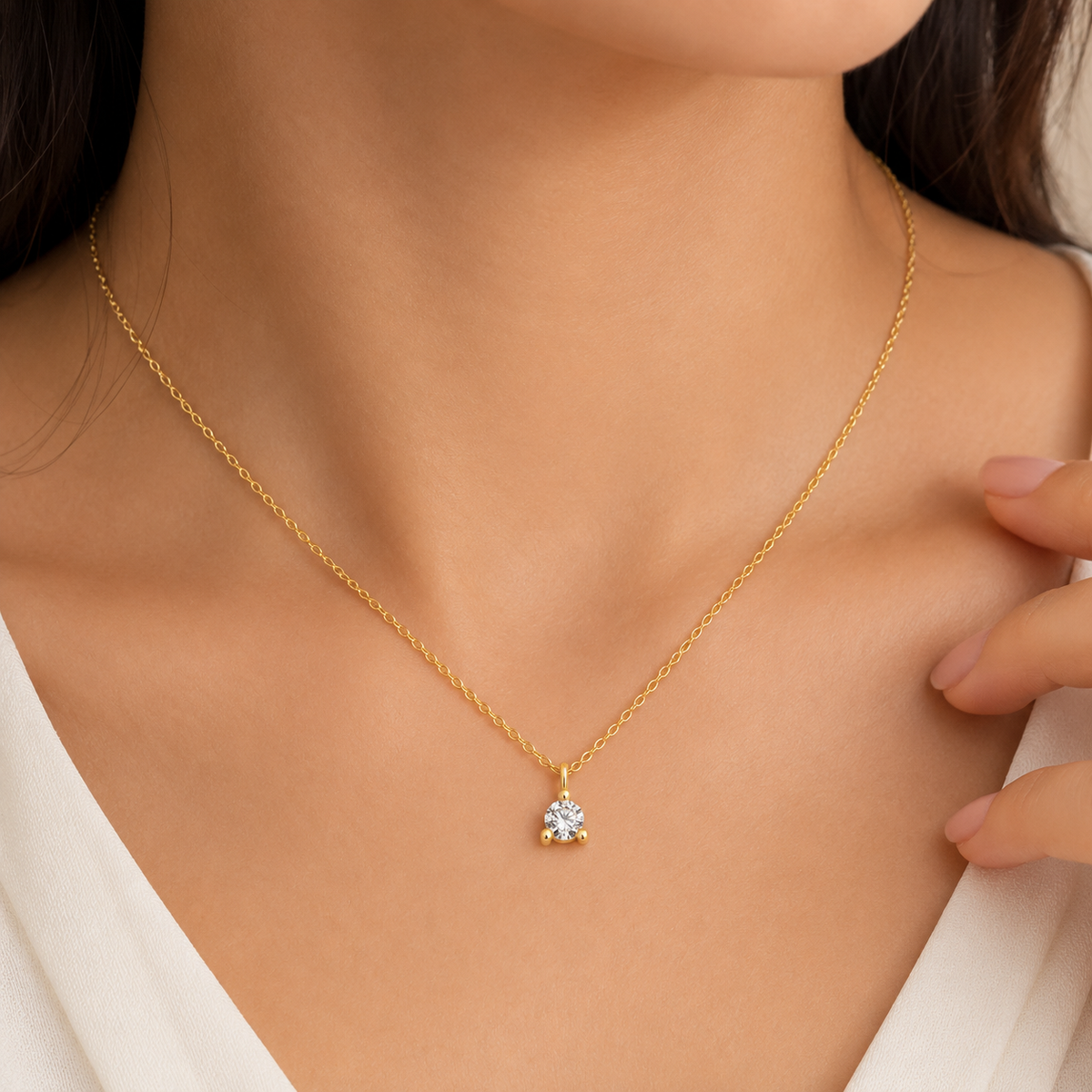 3 Prong Setting Round Lab Grown Diamond 0.75 Ct. Solitaire Pendant (VS-EF)