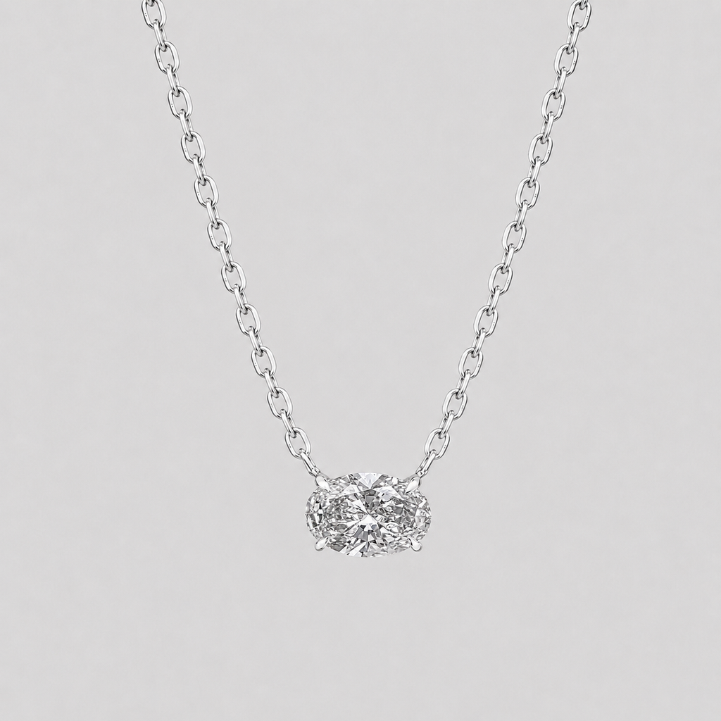 1.75 Ct. Oval Cut Lab Grown Diamond Solitaire Pendant Necklace (VS-EF)