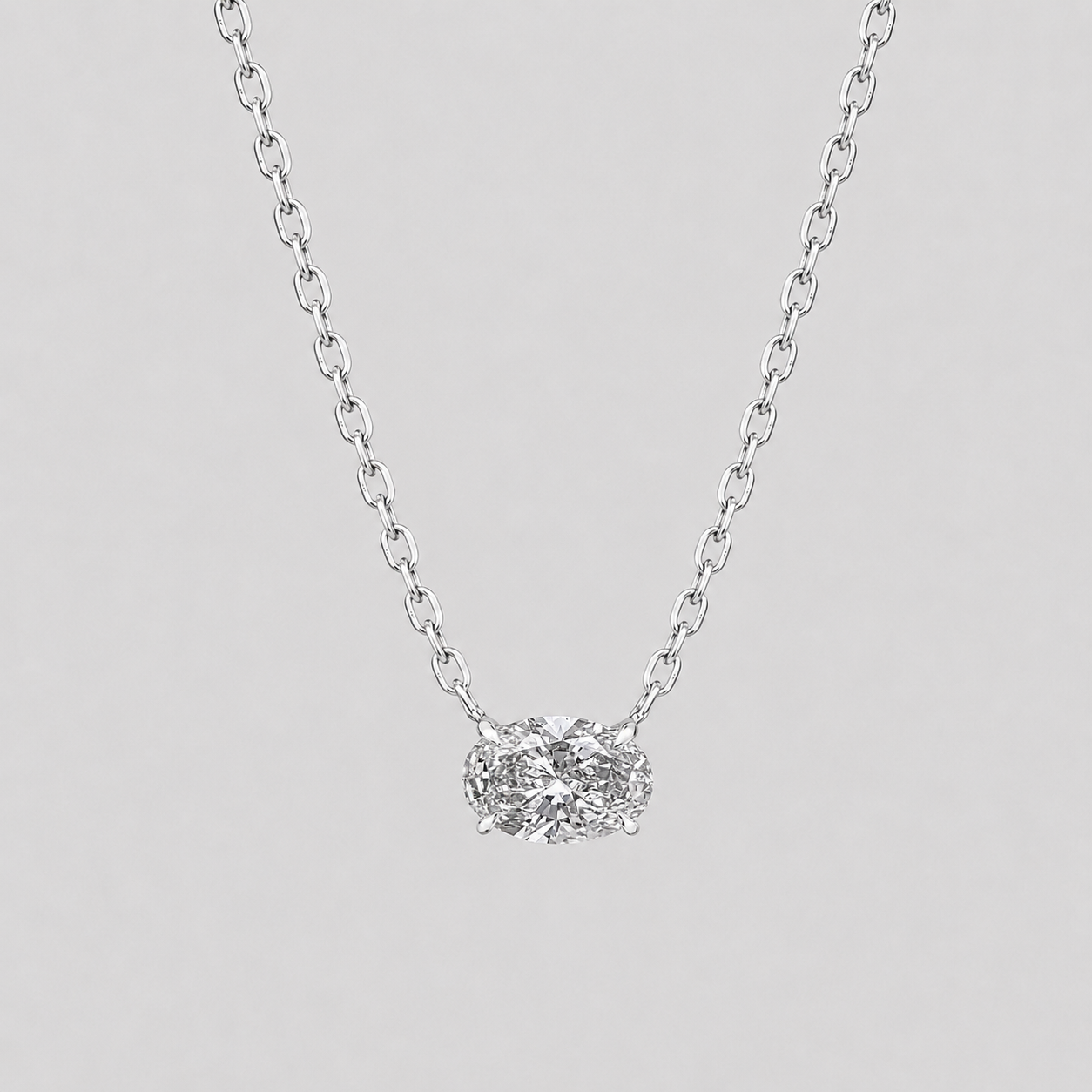 1.75 Ct. Oval Cut Lab Grown Diamond Solitaire Pendant Necklace (VS-EF)