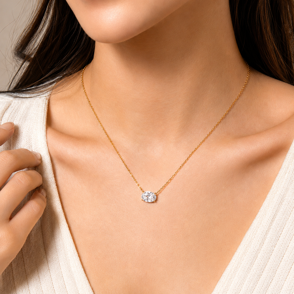 1.75 Ct. Oval Cut Lab Grown Diamond Solitaire Pendant Necklace (VS-EF)