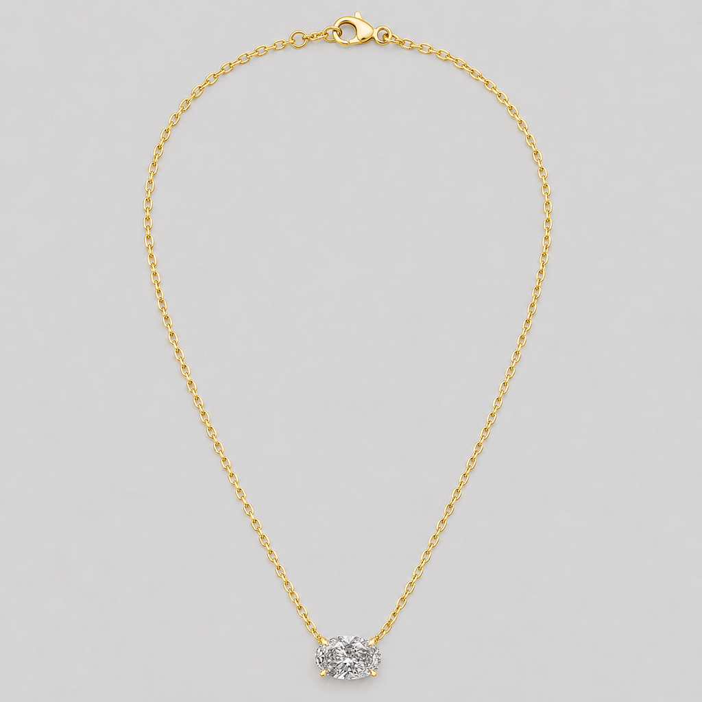 1.75 Ct. Oval Cut Lab Grown Diamond Solitaire Pendant Necklace (VS-EF)