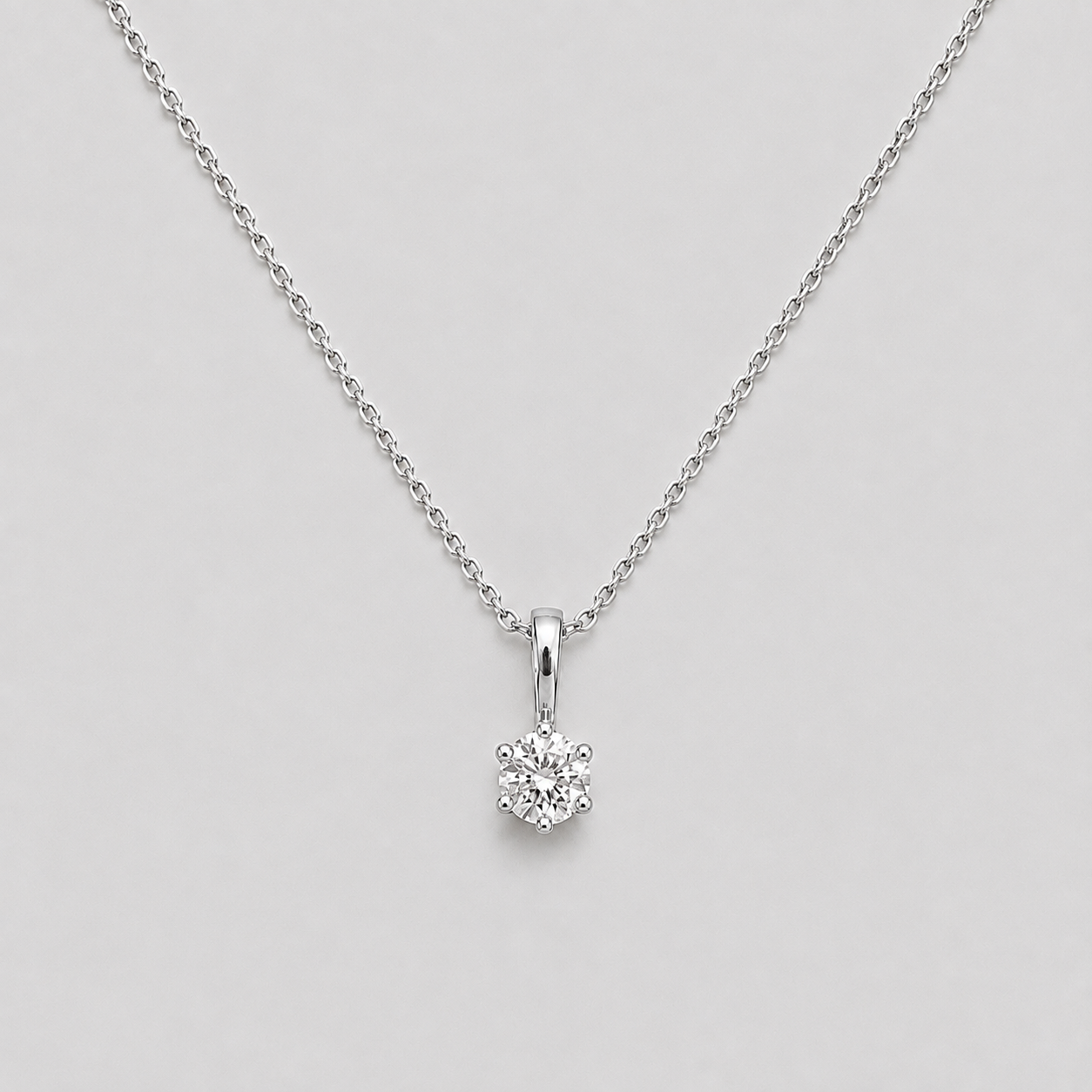 Round Cut Lab Grown Diamond 6 Prong Settings Solitaire Pendant 0.50 Ct. (VS-EF)