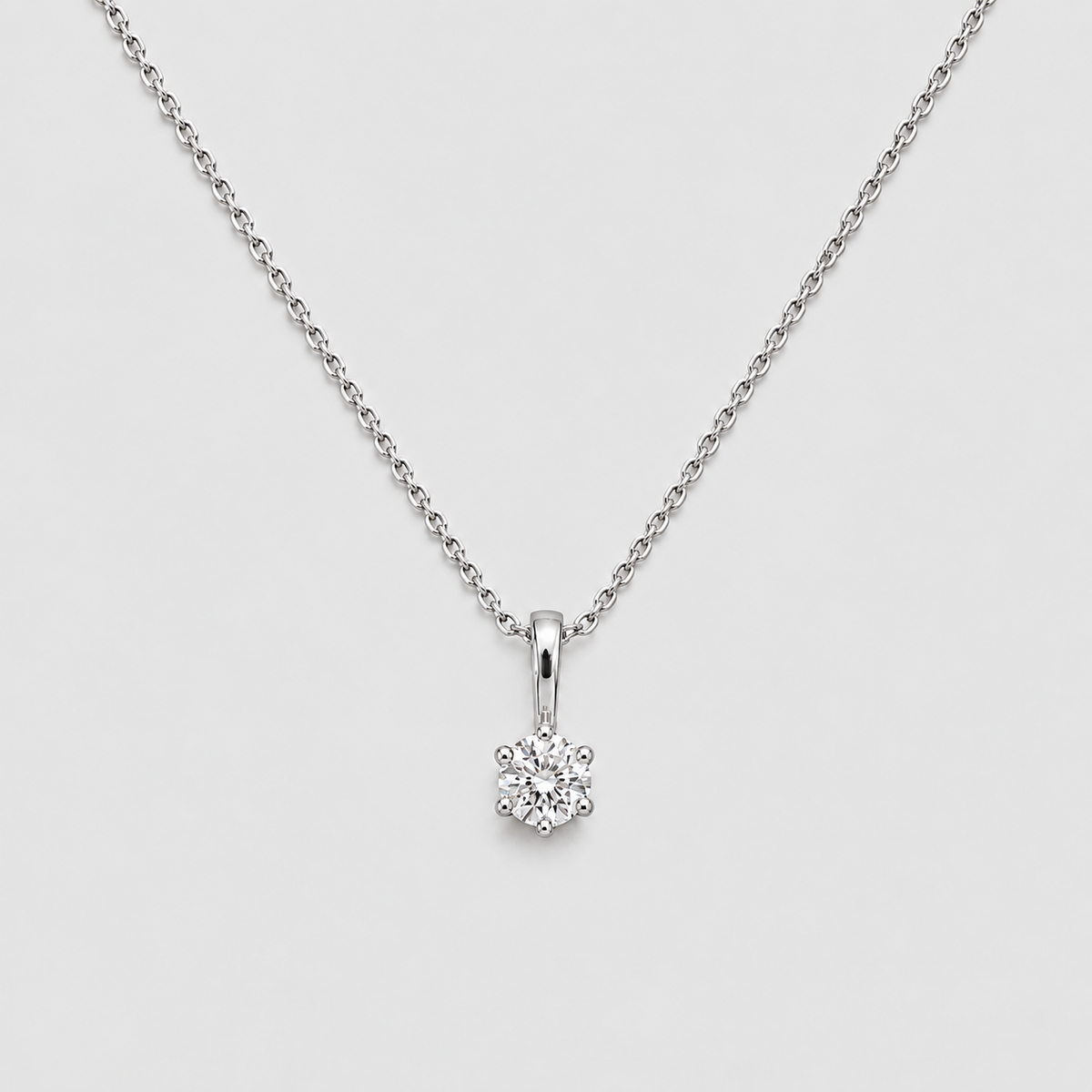 Round Cut Lab Grown Diamond 6 Prong Pendant 0.50 Ct. (EF/VVS-VS)