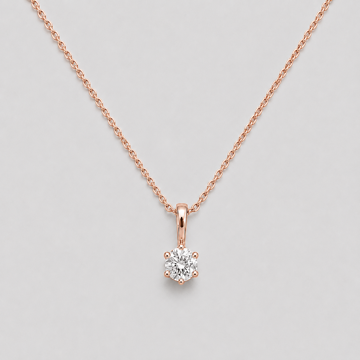Round Cut Lab Grown Diamond 6 Prong Settings Solitaire Pendant 0.50 Ct. (VS-EF)