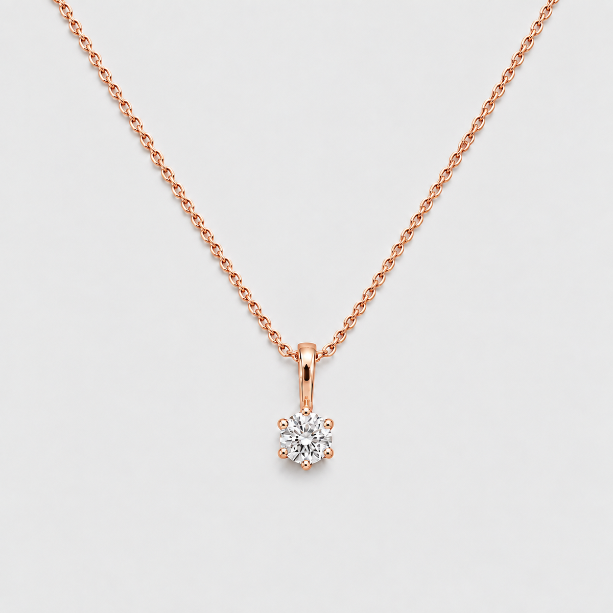 Round Cut Lab Grown Diamond 6 Prong Pendant 0.50 Ct. (EF/VVS-VS)