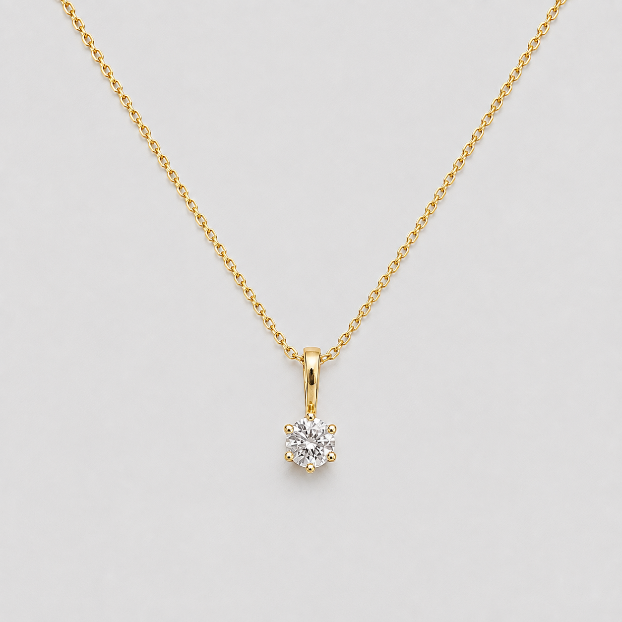 Round Cut Lab Grown Diamond 6 Prong Settings Solitaire Pendant 0.50 Ct. (VS-EF)