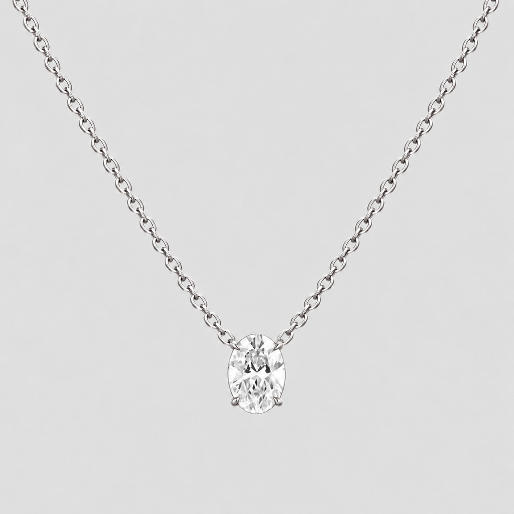 1.50 Ct. Lab Grown Diamond Oval Cut Solitaire Pendant Necklace (VS-EF)